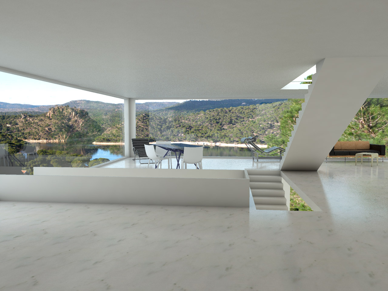 hermosas-vistas-como-podría-quedar-tu-chalet-frente-al-pantano-de-San-Juan--Modelo-Le-Corbusier